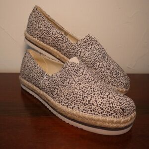 Toms Alpargata Low Platform Rope Natural Mini Leopard Print Size W12 NWOT